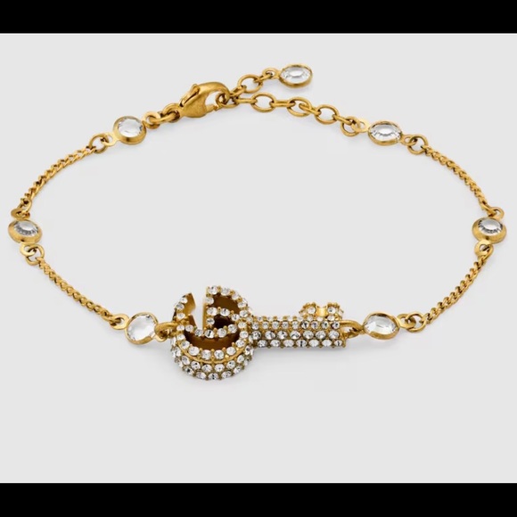 Gucci double g key bracelet with crystals - Picture 1 of 4